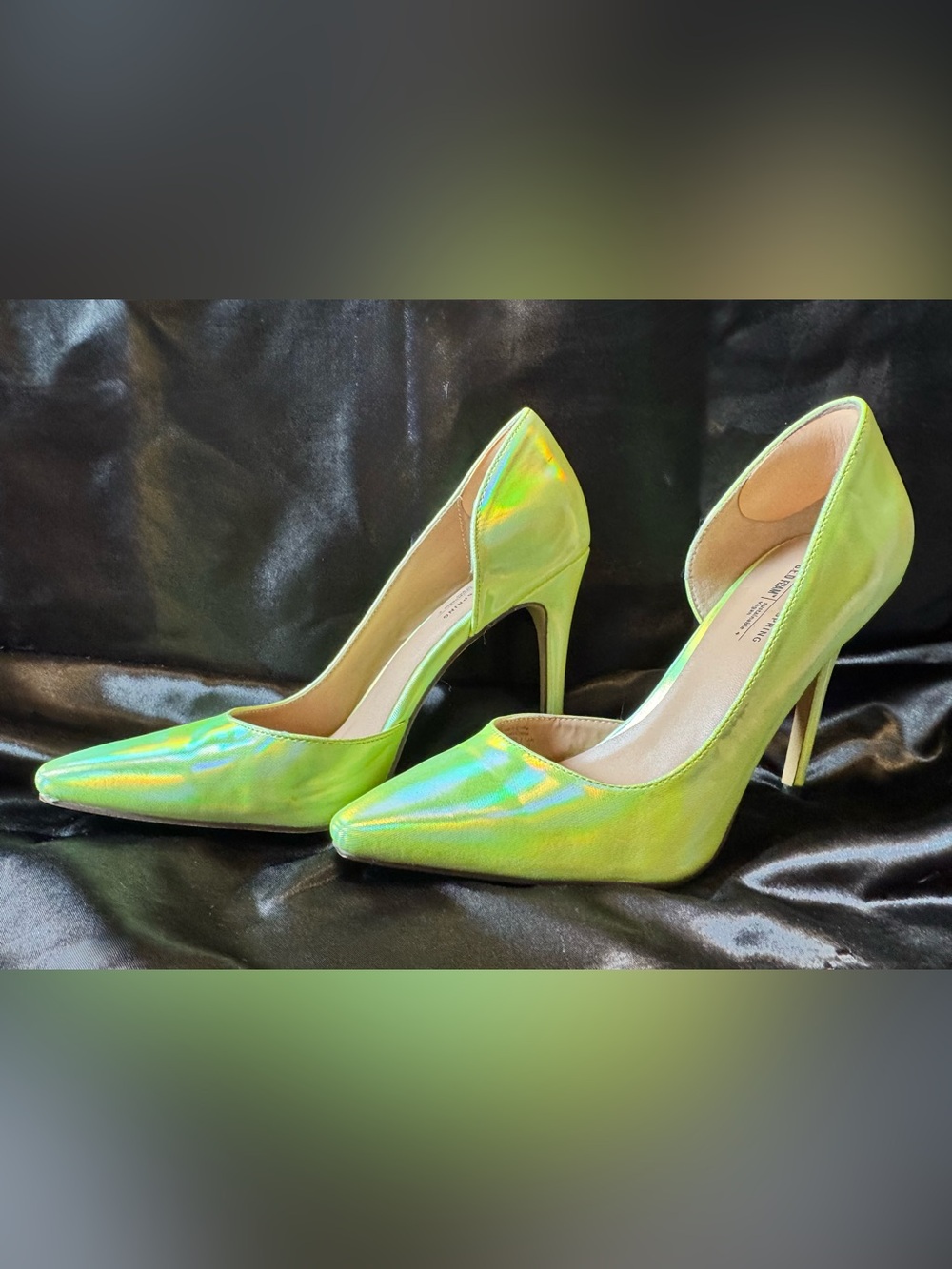 Call It Spring Neon Green Iridescent Pointed-Toe heels - Picture 2 of 4